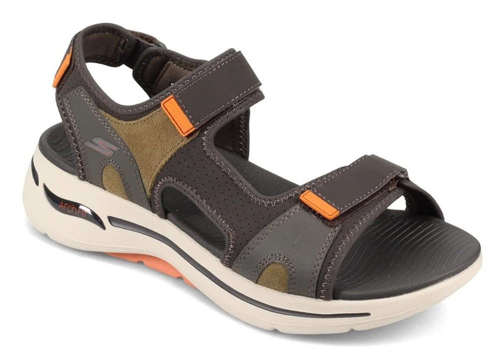 Skechers Go Walk Arch Fit Sandals Shoes Mission Olive/Orange Men's Size 8 US